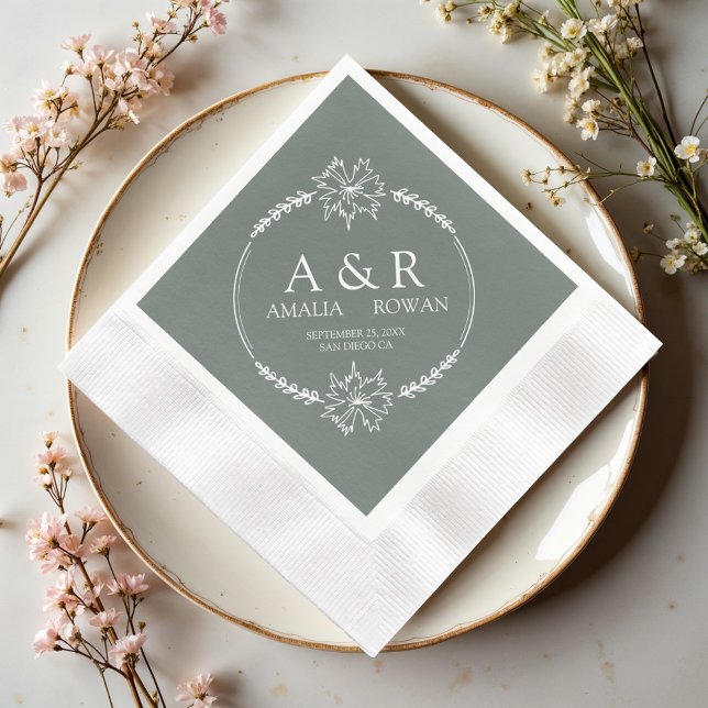 Servilleta De Papel Nombres de monograma Boda de flores de pradera (Subido por el creador)