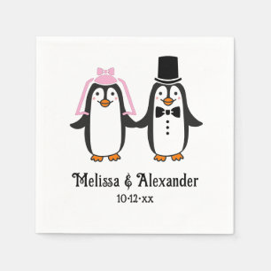 Servilleta De Papel Nombres de pareja de novios de pingüinos lindos Fe