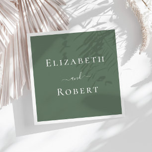 Servilleta De Papel Nombres minimalistas de boda para parejas en Verde