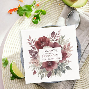 Servilleta De Papel Nombres modernos de Bodas de acuarela floral de Bo