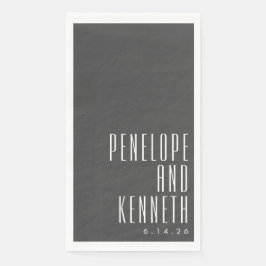 Servilleta De Papel Nombres negrita Tipografía retro Boda blanco negro