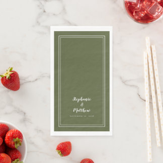 Servilleta De Papel Nombres para bodas minimalistas con fecha en verde