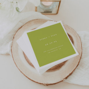 Servilleta De Papel Nombres personalizados de boda modernos en verde l