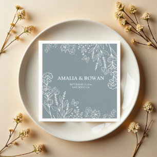Servilleta De Papel Nombres personalizados de Bodas de flores de prade
