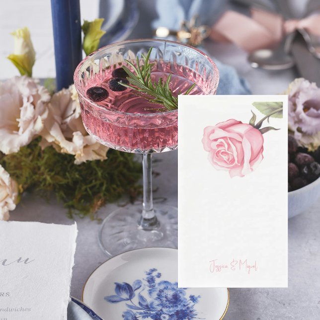 Servilleta De Papel Nombres personalizados de rosa rosa elegante blanc (Subido por el creador)