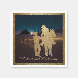 Servilleta De Papel Nombres personalizados de vaca Boda occidental