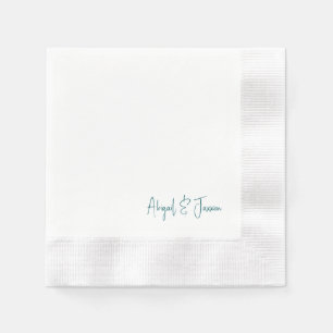 Servilleta De Papel Nombres personalizados en guion para boda en azul 