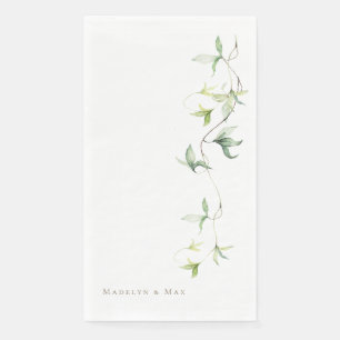Servilleta De Papel Nombres personalizados Foliage White Elegant Weddi