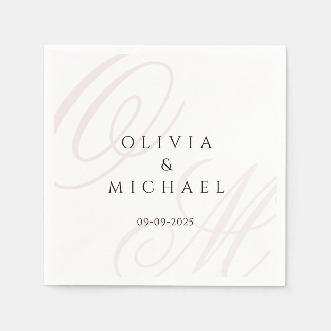 Servilleta De Papel Nombres y fecha personalizados de toallas de Boda  (Anverso)