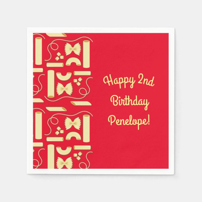 Servilleta De Papel Noodles Pasta Niño Fiesta de cumpleaños 1 italiano (Anverso)