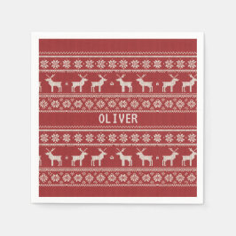 Servilleta De Papel Nordic Reindeer Christmas Personalized