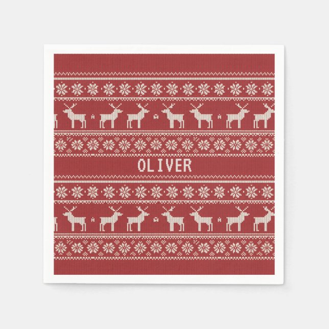 Servilleta De Papel Nordic Reindeer Christmas Personalized  (Anverso)