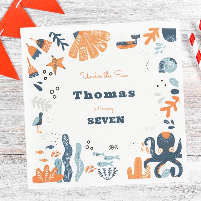 Servilleta De Papel Nórdico Under the Sea criaturas oceánicas niños cu (Subido por el creador)