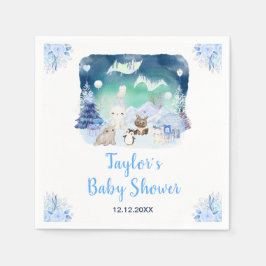 Servilleta De Papel Northern Lights Arctic Animals Baby Shower