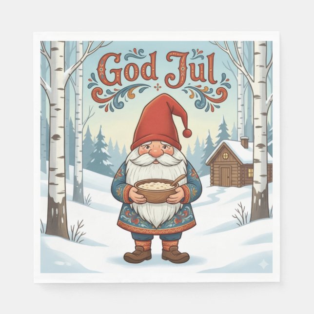 Servilleta De Papel Norwegian Nisse God Jul Christmas Napkins (Anverso)