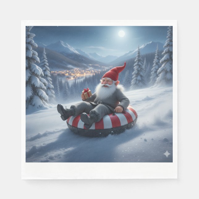 Servilleta De Papel Norwegian Nisse Sledding, Napkins (Anverso)