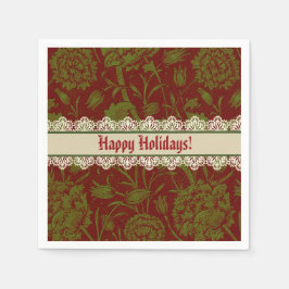 Servilleta De Papel Nostálgico Clásico William Morris vacaciones Rojas