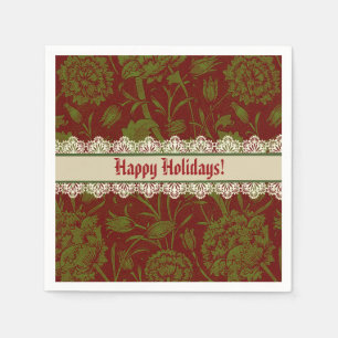 Servilleta De Papel Nostálgico Clásico William Morris vacaciones Rojas