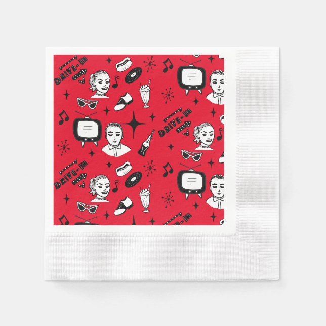 Servilleta De Papel Nostálgico cumpleaños de los Retro Graphics de los (Anverso)