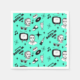 Servilleta De Papel Nostálgico cumpleaños de los Retro Graphics de los