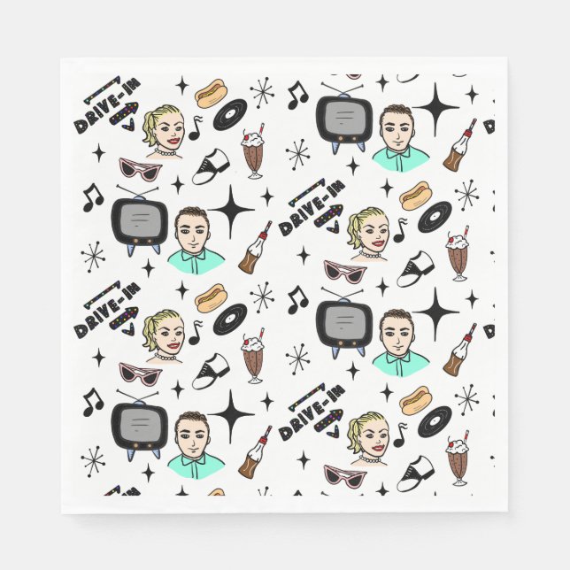 Servilleta De Papel Nostálgico cumpleaños de los Retro Graphics de los (Anverso)