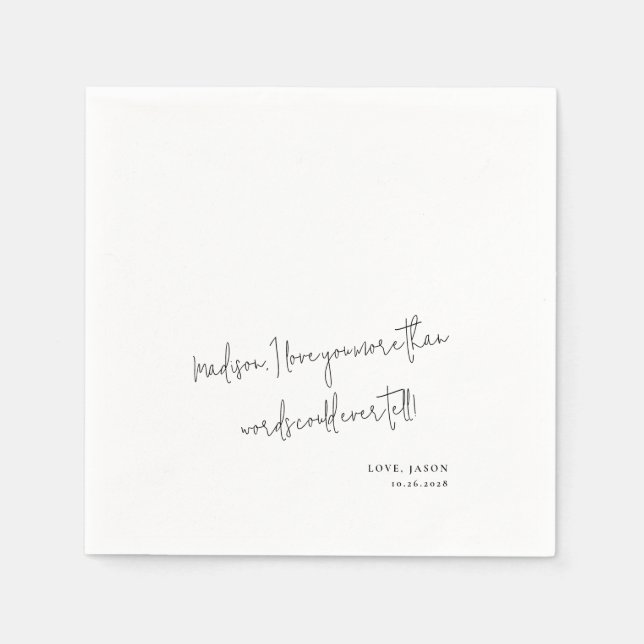 Servilleta De Papel Nota de amor personalizado Estilo manuscrito Boda  (Anverso)
