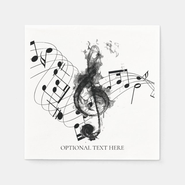 Servilleta De Papel Nota de música Personalizada en blanco y negro de  (Anverso)