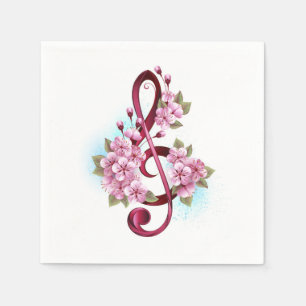 Servilleta De Papel Notas de clave de sol musical con flores de Sakura