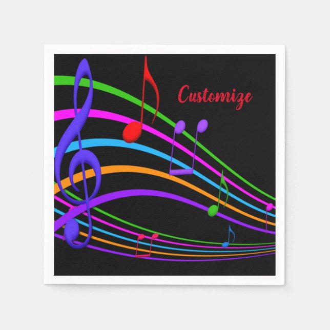 Servilleta De Papel Notas de la música arcoiris (Anverso)