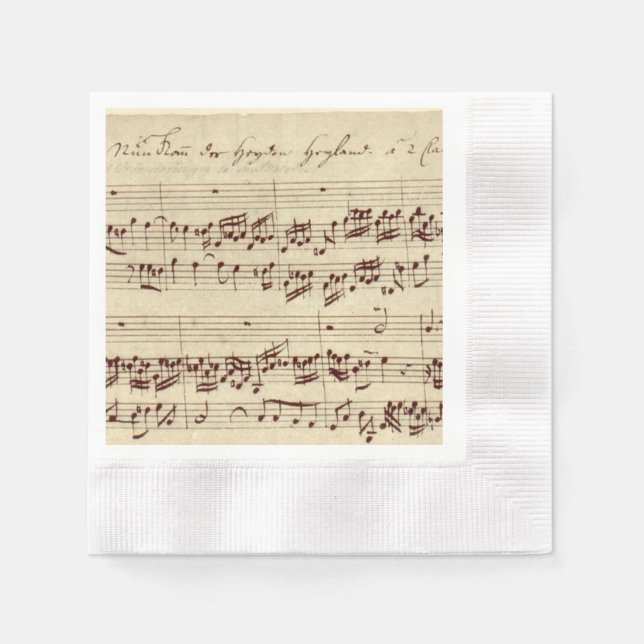 Servilleta De Papel Notas de música antiguas - Hoja de música Bach (Anverso)