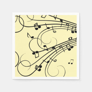 Servilleta De Papel Notas de Música Elegantes Amarillas