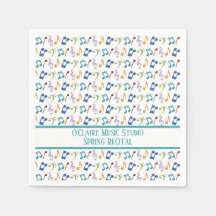 Servilleta De Papel Notas de música Rainbow personalizadas (blanco)
