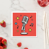 Notas musicales de micrófono vintage Diseño de can