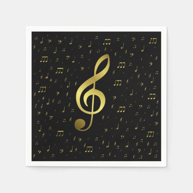 Servilleta De Papel notas musicales de oro (Anverso)