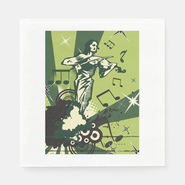 Servilleta De Papel Notas musicales del Violin Player (Anverso)