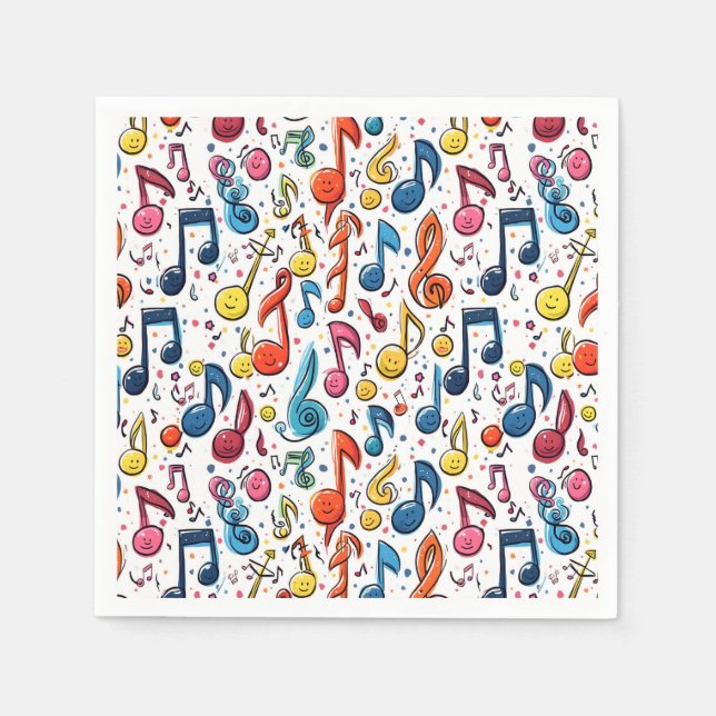 Servilleta De Papel Notas musicales Diseño de arte de Kawaii (Anverso)