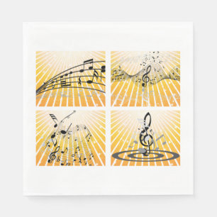 Servilleta De Papel Notas Musicales Explosión Abstracta