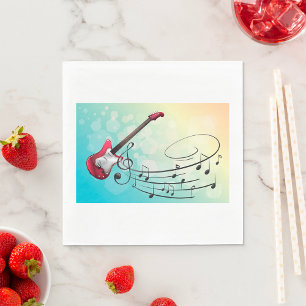 Servilleta De Papel Notas musicales giratorias de guitarra eléctrica d