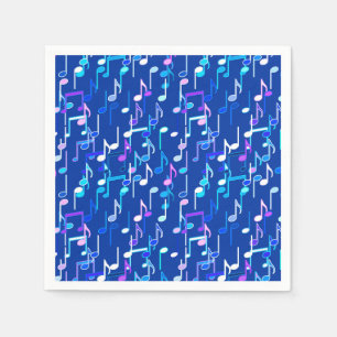 Servilleta De Papel Notas musicales impresas - azul índigo, multi