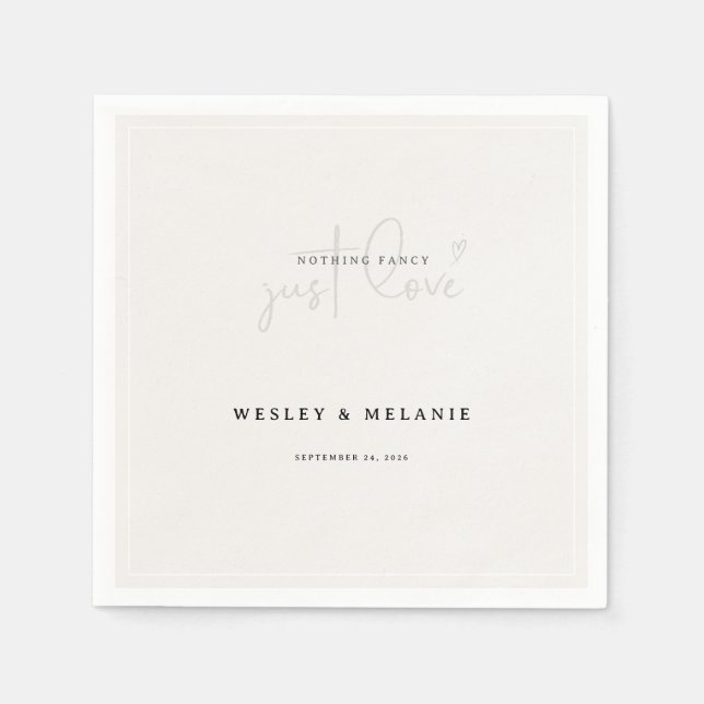 Servilleta De Papel Nothing Fancy Just Love Beige Elegant Wedding (Anverso)