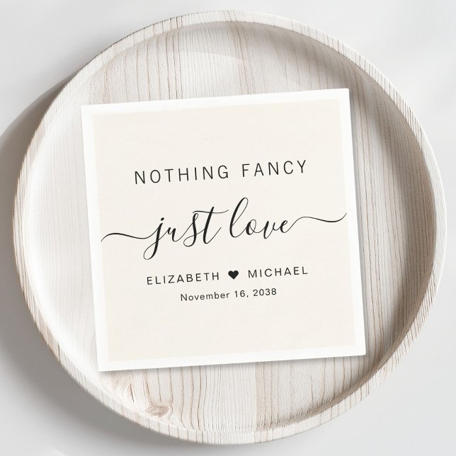 Servilleta De Papel Nothing Fancy Just Love Cream Boda (Subido por el creador)
