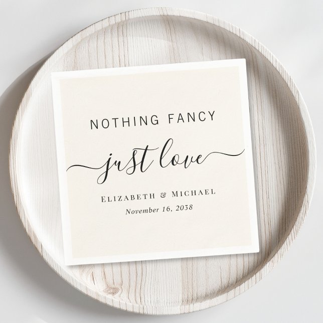 Servilleta De Papel Nothing Fancy Just Love Cream Boda (Subido por el creador)