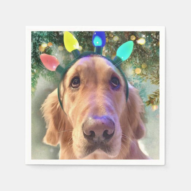 Servilleta De Papel Nova The Golden Retriever Dog Navidades (Anverso)