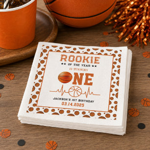 Servilleta De Papel Novato del Año 1er Cumpleaños Baloncesto 