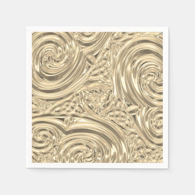 Servilleta De Papel Noveau de arte victoriano elegante de oro (Anverso)