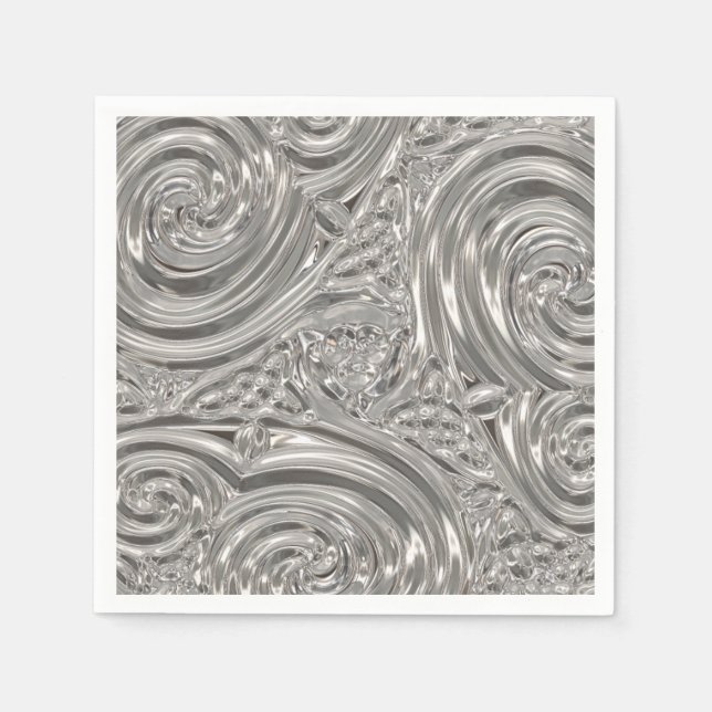 Servilleta De Papel Noveau victoriano plateado (Anverso)