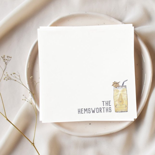 Servilleta De Papel Novelas de bodas personalizadas Hora de cócteles d (Pina Colada Custom Drink Napkins)