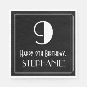 Servilleta De Papel Noveno cumpleaños ~ Art Deco Inspirado Aspecto "9"