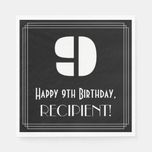 Servilleta De Papel Noveno cumpleaños: Art Decó inspirado look "9" + N