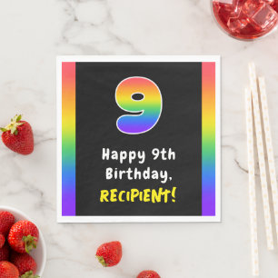 Servilleta De Papel Noveno cumpleaños: Espectro arcoiris # 9, nombre p